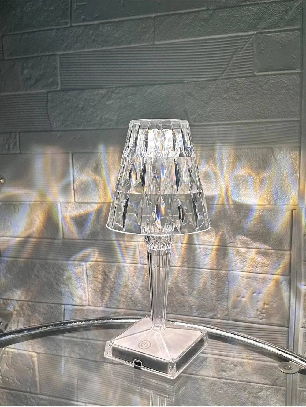 Clear Crystal Table Lamp with Faceted Shade